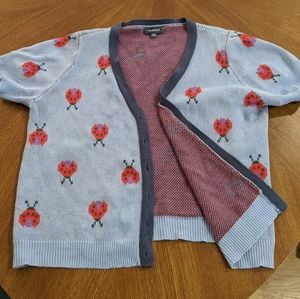 ModCloth Short Sleeve Knit Ladybug Cardigan Sweater